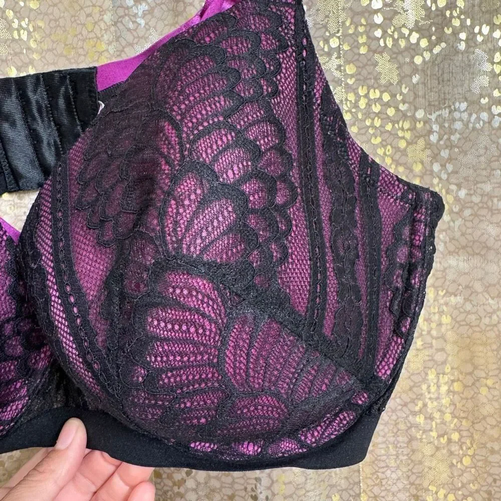 Adore Me Sexy Purple Black Lace‎ Lingerie Set 40G  2X